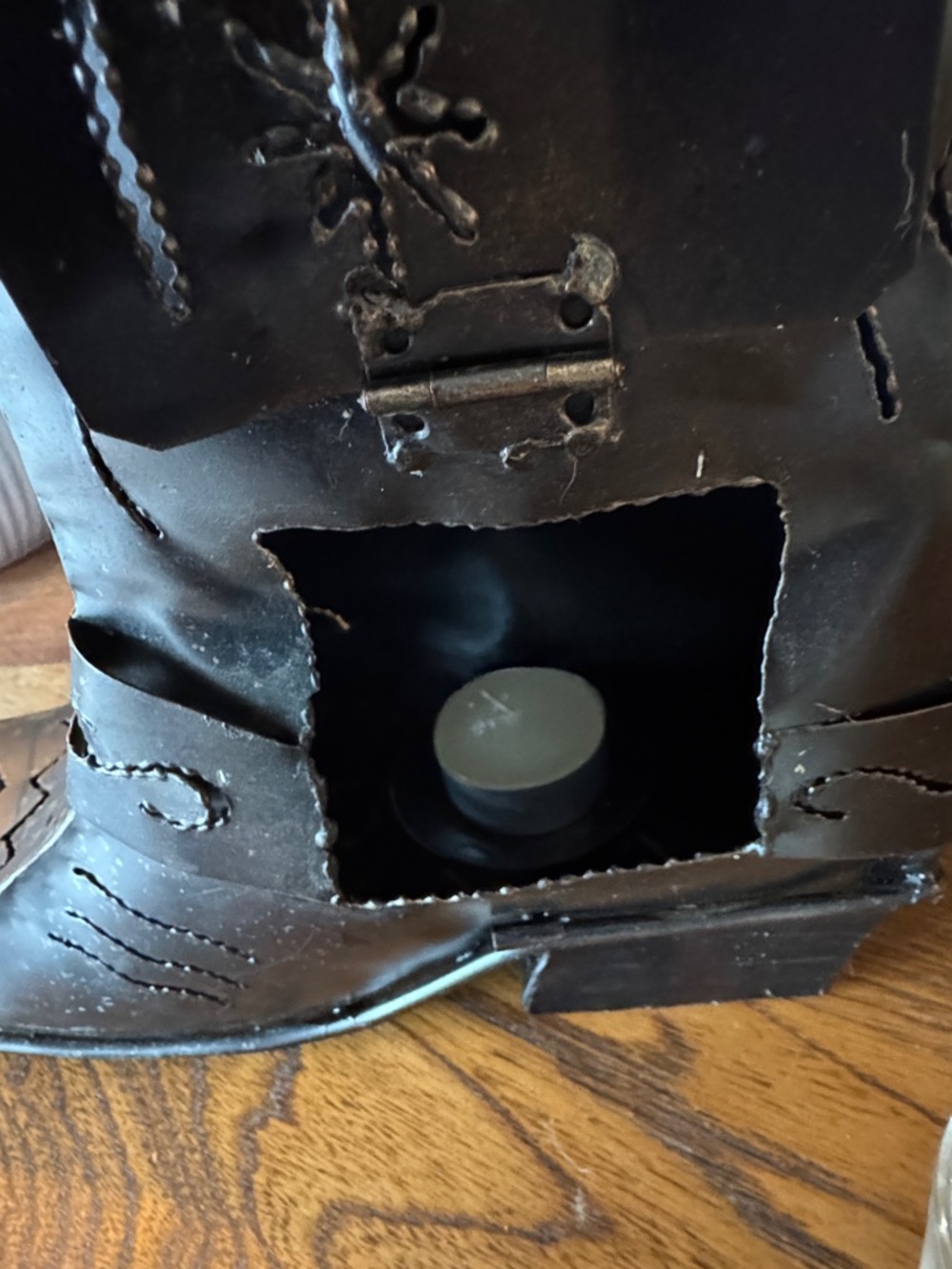 KARL VIDSTRAND Metal Southwest Cowboy Candle Holder Boot Decor w/candles &votive - Picture 6 of 13